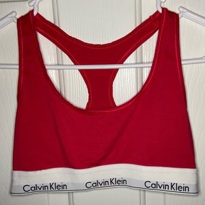 Red Calvin Klein sports bra